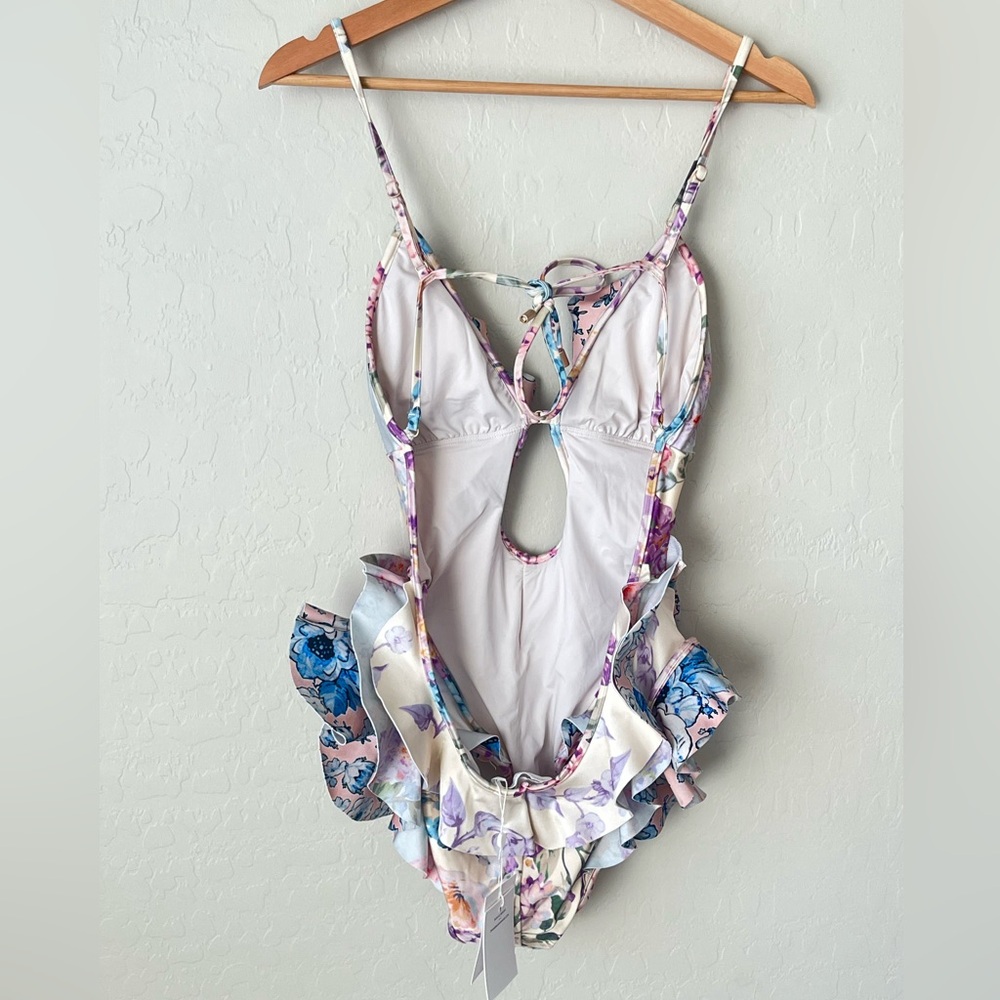 ZIMMERMAN Halliday Waterfall Frill One Piece swimsuit floral NEW US 8 - Picture 9 of 15